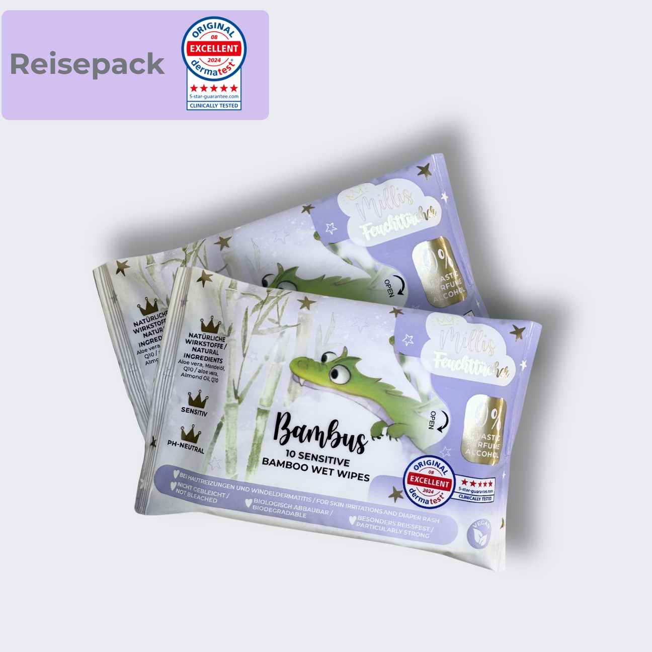 Millis sensitive Baby Feuchttücher aus Bambus Reisepack (10 Stk.) –  millisbaby